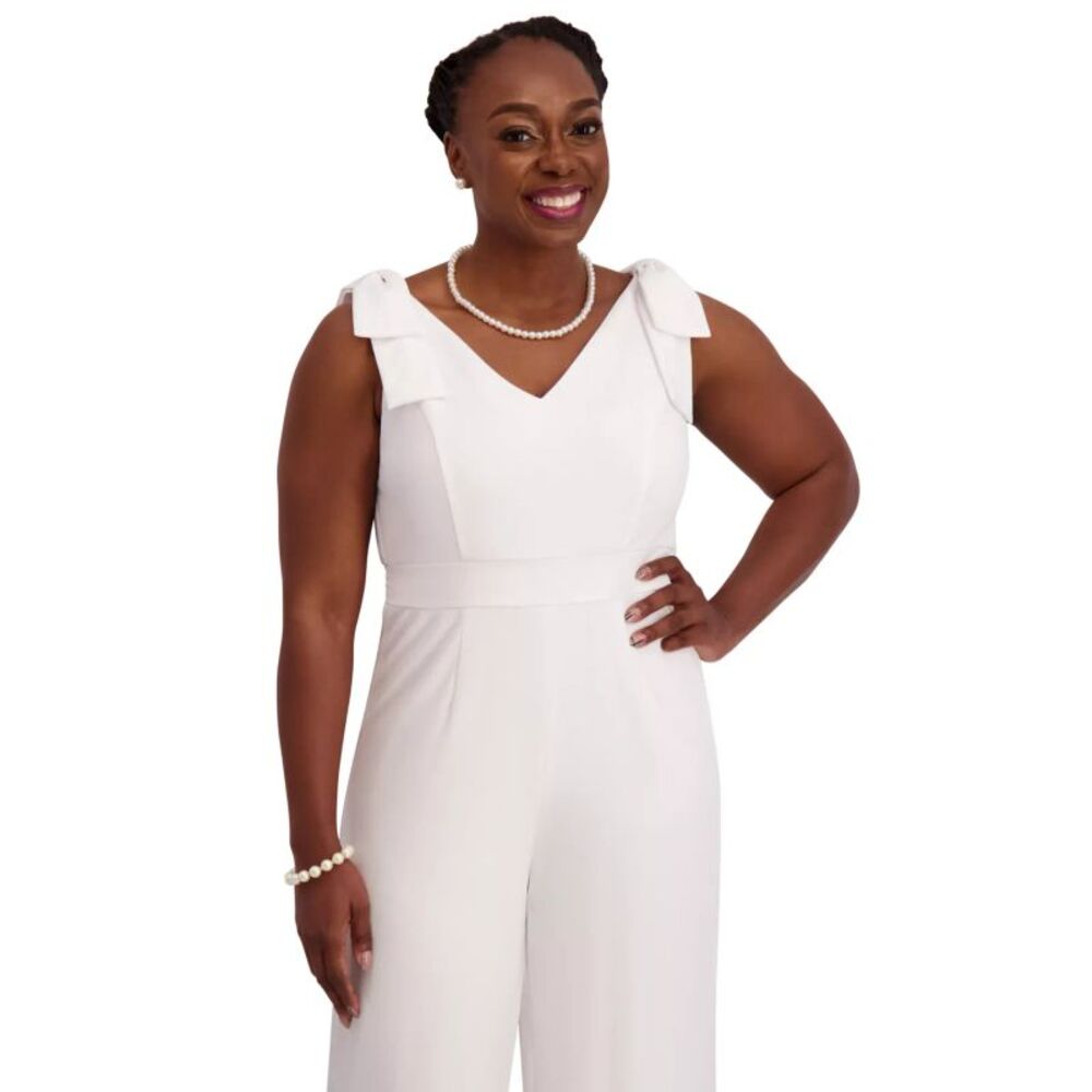 Kasper Elegant White Sleeveless Jumpsuit - Picture 5 of 8